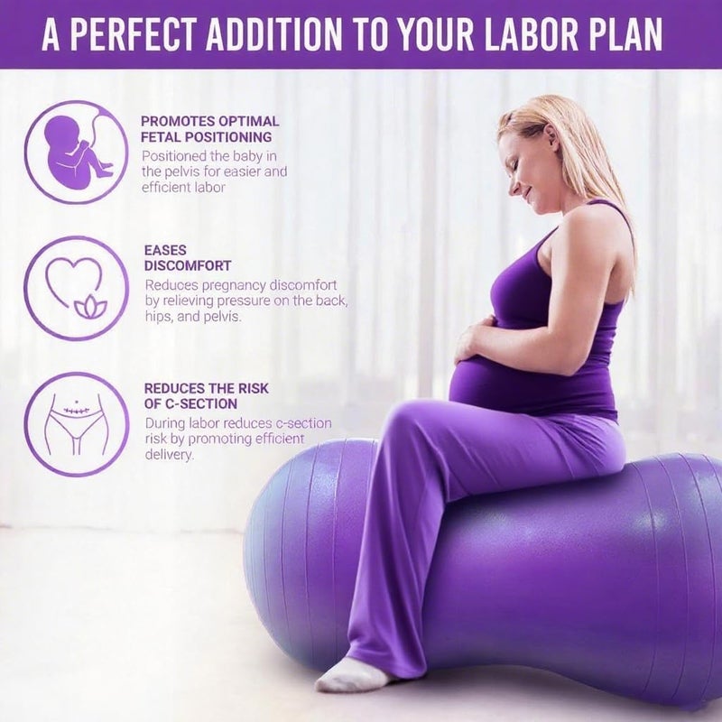 Peziang Exercise Stability Peanut Yoga Ball with Pump, Ball Plug, Used for Kids, Gym, Birthing for Pregnancy - Image 3
